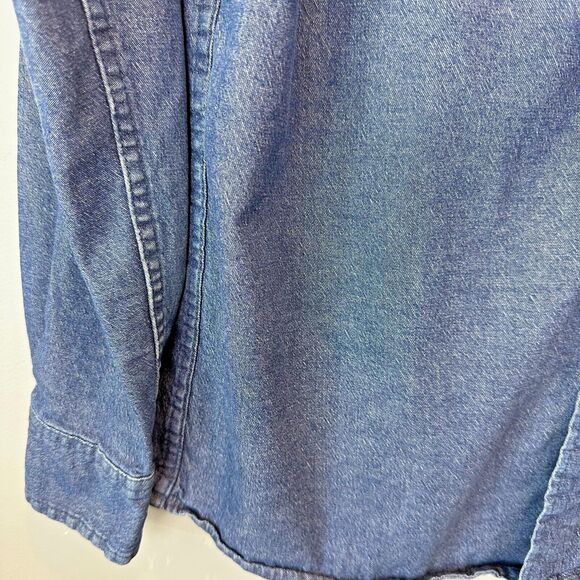 Wrangler Shirt Mens Small Blue Flex for Comfort Long Sleeve Button Down Denim - Picture 3 of 5